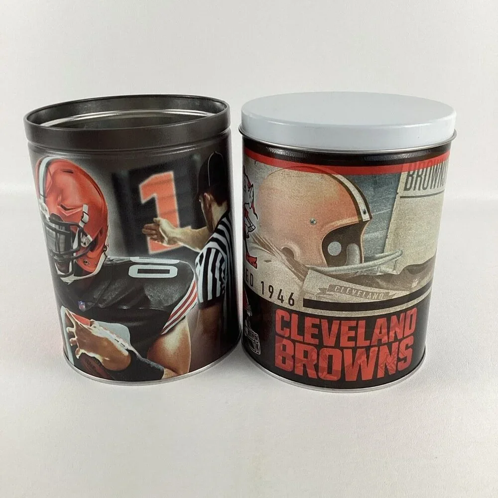 Cleveland Browns Collectible Tins NFL Football First Down Storage Container Lot